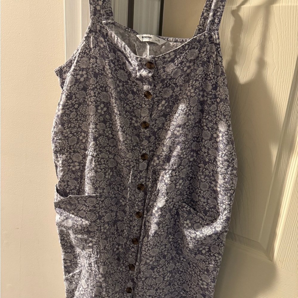 Sonoma Floral Button-Down Dress - Gray and White